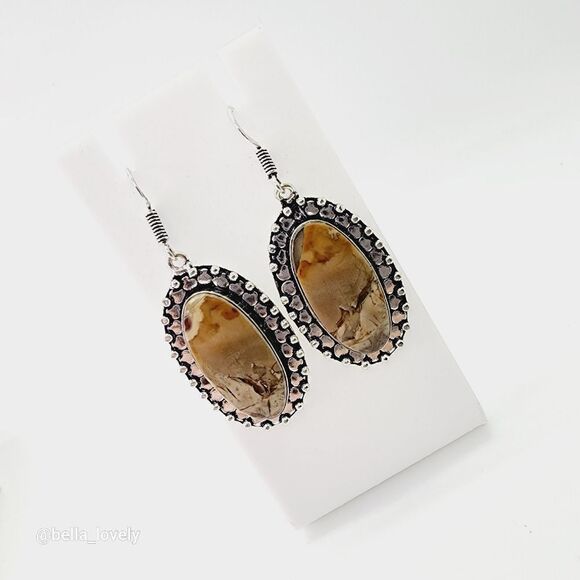 Jasper Handmade Drop Dangle Earrings Jewelry 2" - Picture 4 of 5